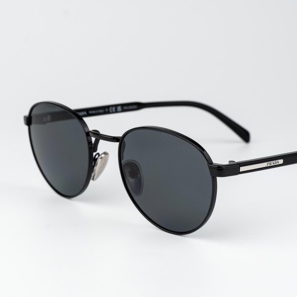 Prada Men Sunglasses Black Polarized Round PRB51S 1AB5Z1 NEW AUTHENTIC - Picture 5 of 13